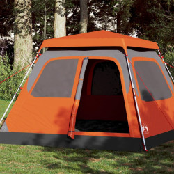 Tenda campismo cúpula 4 pessoas libertação rápida cinza/laranja