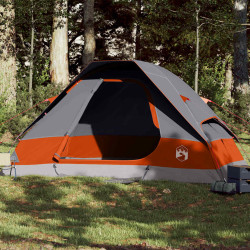 Tenda familiar cúpula para 6 pessoas impermeável cinza/laranja