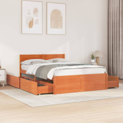 Cama sem colchão 140x190 cm pinho maciço castanho-mel