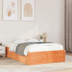 Cama sem colchão 120x200 cm madeira pinho maciça castanho-mel
