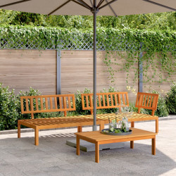 3 Pcs conjunto de móveis de paletes p/ jardim acácia maciça
