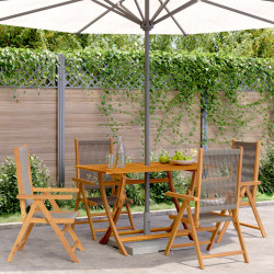 Cadeiras jardim reclináveis 4pcs madeira de acácia maciça cinza