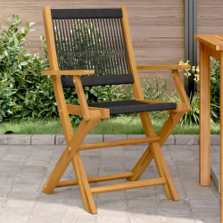 Cadeiras de jardim 2 pcs acácia maciça e polipropileno preto