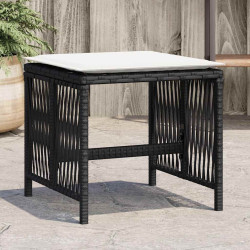 Bancos de jardim com almofadões 4 pcs 41x41x36 cm vime PE preto