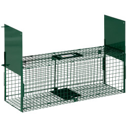 Armadilha para Animais Vivos com Porta Gaiola de Captura com Alça de Transporte para Coelhos Raposas Pequenas 80x25x30cm Verde E