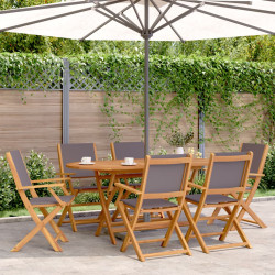 Cadeiras jardim dobráveis 8 pcs tecido/madeira maciça antracite