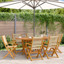 Cadeiras de jardim dobráveis 6pcs madeira de acácia maciça bege