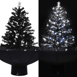 Árvore natal c/ neve base formato guarda-chuva 75 cm PVC preto