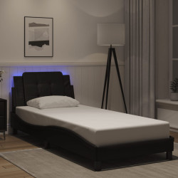 Estrutura de cama com LED sem colchão zadar 90x190 cm preto