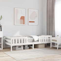 Cama sem colchão 90x190 cm madeira de pinho maciça branco
