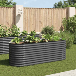 Canteiro elevado de jardim aço galvanizado 240x80x81cm cinzento