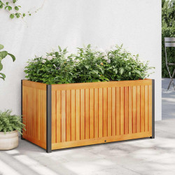Vaso/floreira de jardim 85x45x44 cm acácia maciça e aço