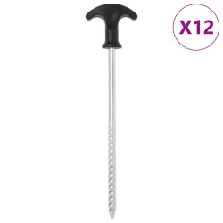 Estacas para tenda 12 pcs 20 cm ø7 mm aço galvanizado