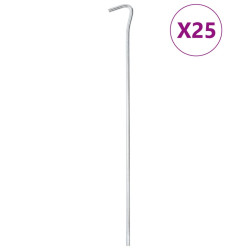Estacas para tenda 25 pcs 30 cm ø7 mm aço galvanizado