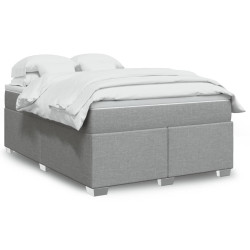 Cama com molas/colchão 140x190 cm tecido cinzento-claro