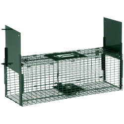 Armadilha para Animais Vivos 60x18x20 cm com 2 Portas, Pega e Estrutura em Aço para Ratos e Roedores - Verde