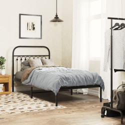 Estrutura de cama com cabeceira 90x200 cm metal preto