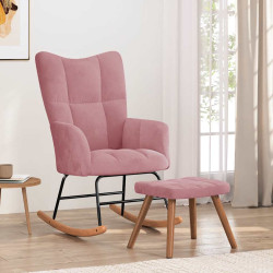 Cadeira de baloiço com banco veludo rosa