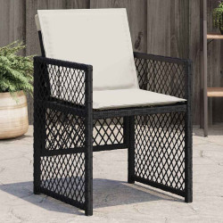 Cadeiras de jardim com almofadões 4 pcs vime PE preto