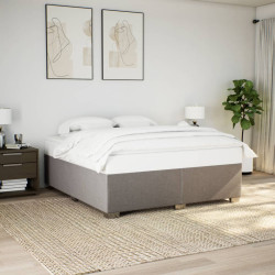 Cama sem colchão 200x200 cm tecido cinzento-acastanhado