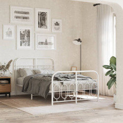 Estrutura de cama com cabeceira e pés 120x190 cm metal branco