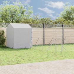 Canil de exterior com teto 10x6x2,5 m aço galvanizado prateado