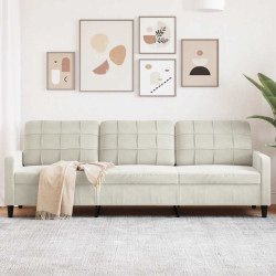 Sofá de 3 lugares 210 cm veludo cor creme