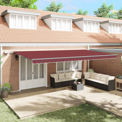 Toldo retrátil manual com luzes LED 600x300 cm bordô