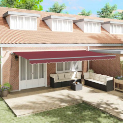 Toldo retrátil automático com luzes LED 600x300 cm bordô
