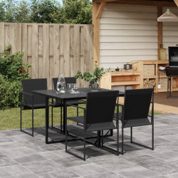 5 Pcs conjunto de jantar para jardim textilene preto