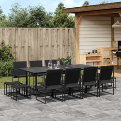 13 Pcs conjunto de jantar para jardim textilene preto