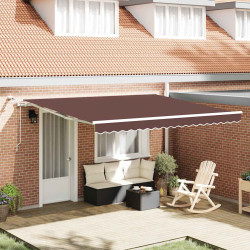 Toldo retrátil automático com luz LED 400x300 cm castanho