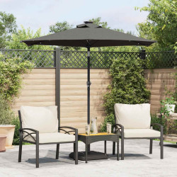 Guarda-sol jardim c/leds e poste de aço 225x225x212cm antracite