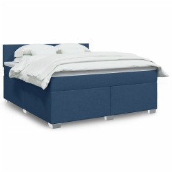 Cama com molas/colchão 180x200 cm tecido azul