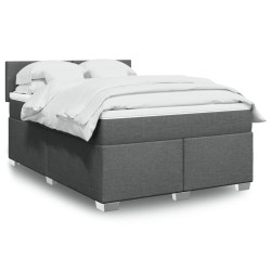 Cama com molas/colchão 140x190 cm tecido cinzento-escuro