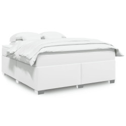 Cama com molas/colchão 180x200 cm couro artificial branco