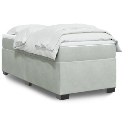 Cama com molas/colchão 90x200 cm veludo cinza-claro