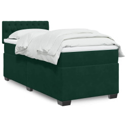 Cama com molas/colchão 80x200 cm veludo verde-escuro