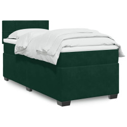 Cama com molas/colchão 100x200 cm veludo verde-escuro