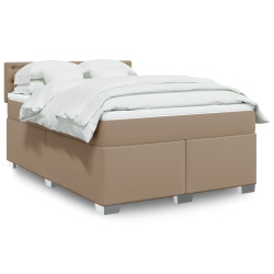 Cama com molas/colchão 140x200 cm couro artificial cappuccino