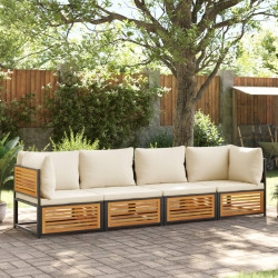 4 Pcs conjunto de sofás de jardim com almofadões acácia maciça