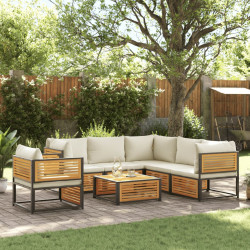 7 Pcs conjunto sofás jardim c/almofadões madeira maciça acácia