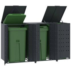 Abrigo para 3 caixotes do lixo 207x79x117 cm aço antracite