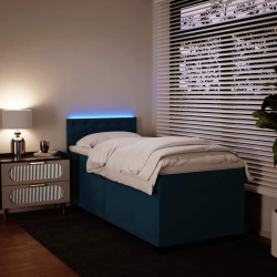 Cama boxspring com colchão 80x200 cm veludo azul