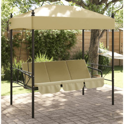 Banco baloiço para jardim com toldo aço areia