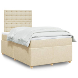 Cama com molas/colchão 120x200 cm tecido cor creme
