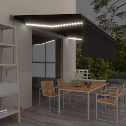 Toldo automático com estore/LED/sensor de vento 5x3 m antracite