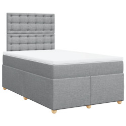 Cama boxspring com colchão 120x190 cm tecido cinzento-claro