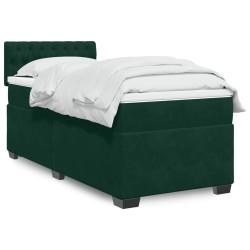 Cama com molas/colchão 100x200 cm veludo verde-escuro