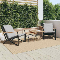 Cadeiras de jardim com almofadões 2 pcs aço preto
